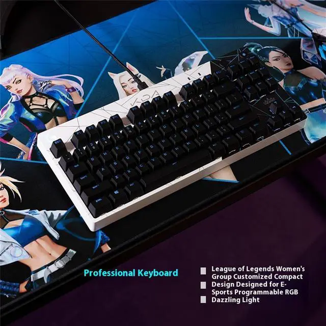 Alt view image 3 of 7 - Logitech G PRO Wired Mechanical Gaming Keyboard KDA Limited Edition, GX BROWN, 87 Keys, Aluminum Top, LIGHTSYNC RGB, Detachable Cable, 12 Programmable F-Key Macros - Black
