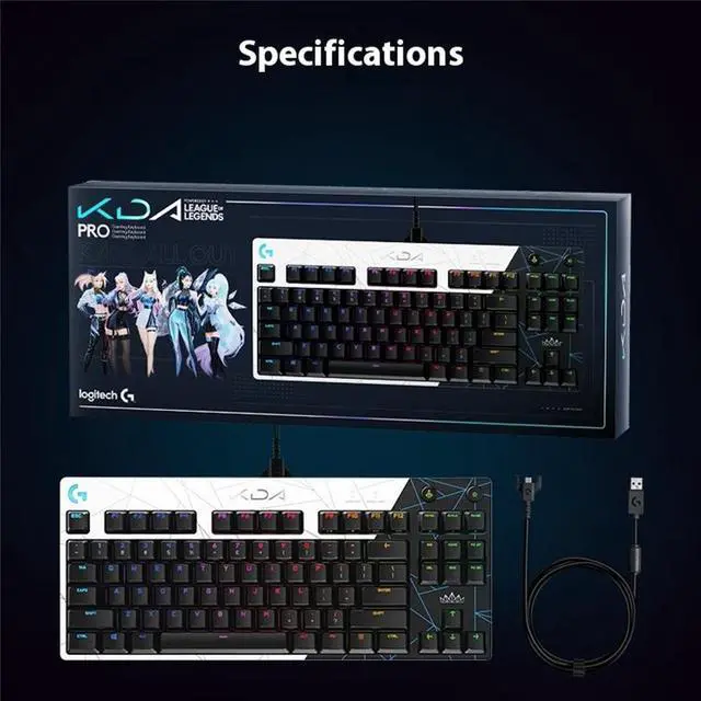Alt view image 2 of 7 - Logitech G PRO Wired Mechanical Gaming Keyboard KDA Limited Edition, GX BROWN, 87 Keys, Aluminum Top, LIGHTSYNC RGB, Detachable Cable, 12 Programmable F-Key Macros - Black