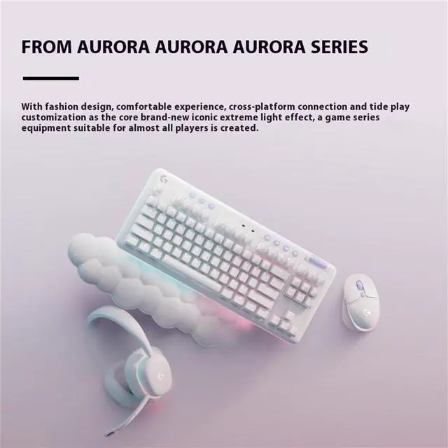 Alt view image 2 of 7 - Logitech G G715 Wireless Mechanical Gaming Keyboard with LIGHTSYNC RGB, LIGHTSPEED, Clicky Switches (GX Blue), and Keyboard Palm Rest, PC/Mac Compatible - White Mist