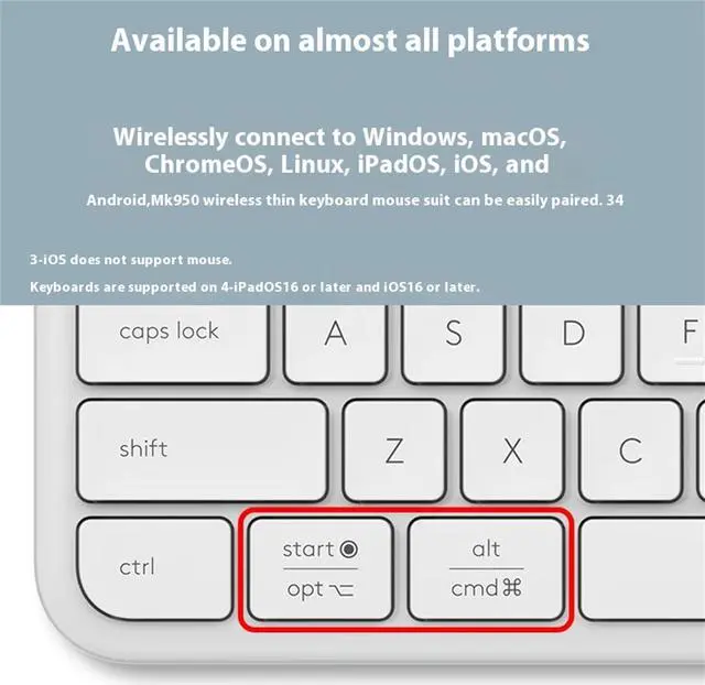 Alt view image 6 of 7 - Logitech MK950 Wireless Bluetooth Keyboard and Mouse Kit, Padded Palmrest, Wave for Windows/macOS/USB/ChromeOS/Linux®, Black