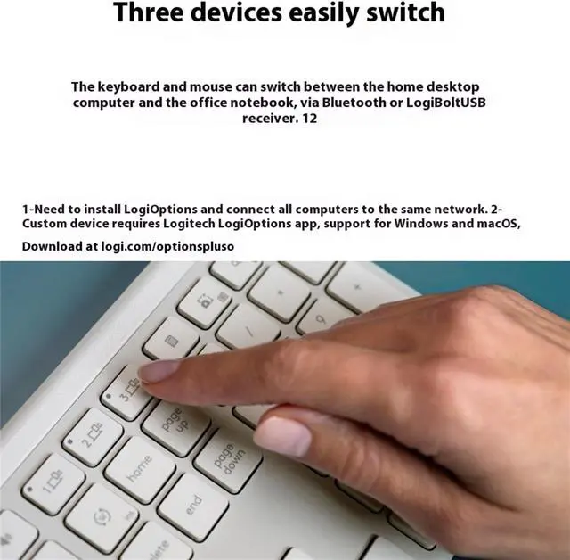 Alt view image 7 of 7 - Logitech MK950 Wireless Bluetooth Keyboard and Mouse Kit, Padded Palmrest, Wave for Windows/macOS/USB/ChromeOS/Linux®, Black