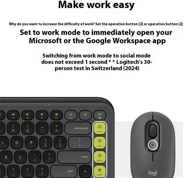 Alt view image 6 of 7 - Logitech POP Icon Combo Wireless Bluetooth Keyboard and Mouse Set, Padded Palm Rest, Wave for Windows/macOS/USB/ChromeOS/Linux®, White