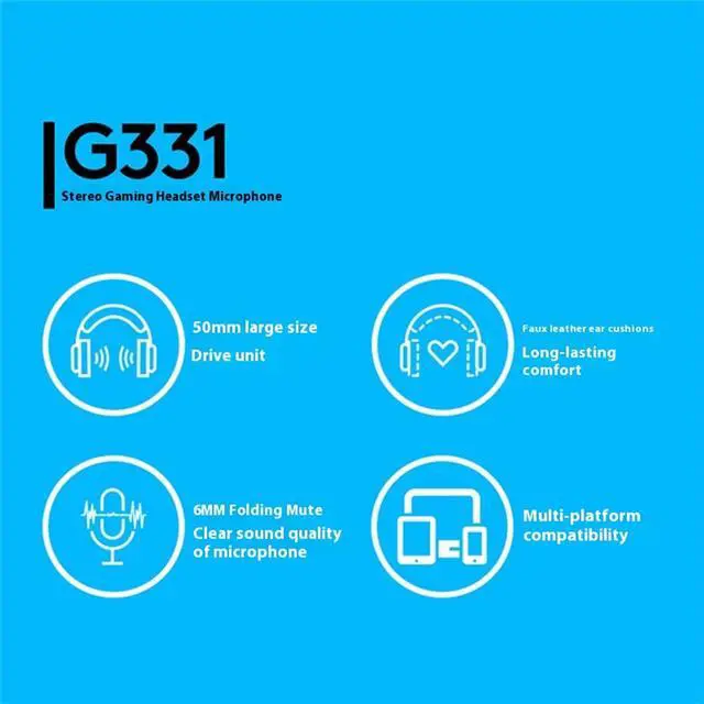 Alt view image 6 of 7 - Logitech G331 Wired Bluetooth Gaming Headset - Lightweight, No Latency, Built-in Microphone, Surround Sound, Compatible with PC, PS4, Nintendo Switch, Xbox One, VR - Black