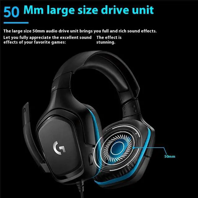 Alt view image 4 of 7 - Logitech G431 Wired Bluetooth Gaming Headset - 7.1 Surround Sound, Large 50mm Drivers, Long-Lasting Comfort, PC, PS, Nintendo Switch, Xbox One, VR Compatible - Black