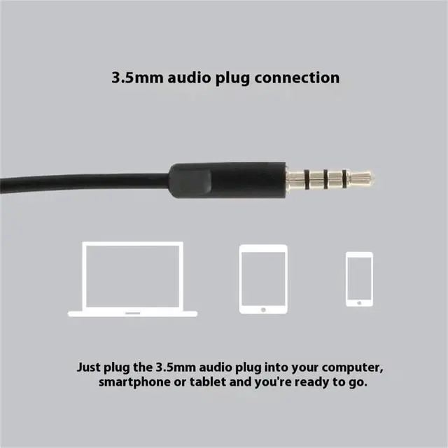 Alt view image 6 of 7 - Logitech H151 Wired Headset, Analog Stereo Headphones with Rotating Noise-Cancelling Microphone, 3.5 mm Audio Jack, In-Line Controls, PC/Mac/Laptop/Tablet/Smartphone - Black