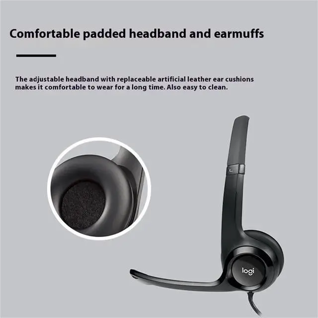 Alt view image 6 of 7 - Logitech H390 Wired Headset for PC/Laptop, Stereo Headphones with Noise Cancelling Microphone, USB-A, in-Line Controls for Video Meetings, Music, Gaming and Beyond - Pink