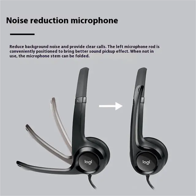 Alt view image 6 of 7 - Logitech H390 Wired Headset for PC/Laptop, Stereo Headphones with Noise Cancelling Microphone, USB-A, in-Line Controls for Video Meetings, Music, Gaming and Beyond - Grey