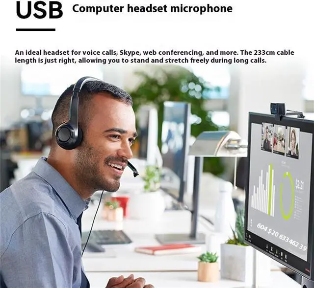 Alt view image 2 of 7 - Logitech H390 Wired Headset for PC/Laptop, Stereo Headphones with Noise Cancelling Microphone, USB-A, in-Line Controls for Video Meetings, Music, Gaming and Beyond - Grey