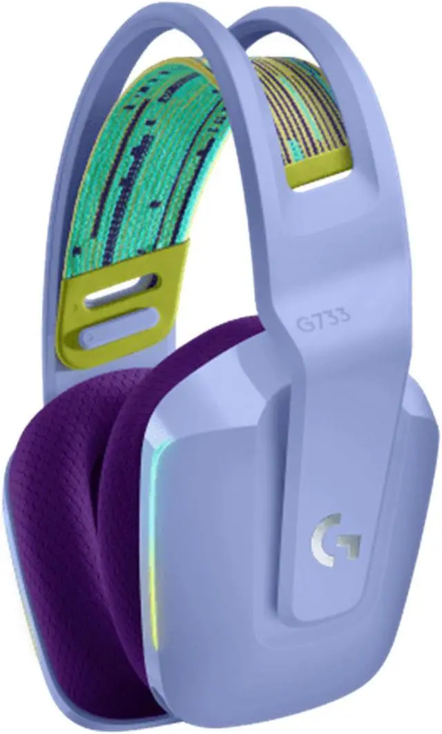Alt view image 3 of 7 - Logitech G733 Lightweight Wireless Bluetooth Gaming Headset with Microphone, RGB Lighting, Wireless 20 meters,  USB 2.0, for Windows® 10/macOS 10.12/PlayStation® 4/game consoles,  type A, PURPLE