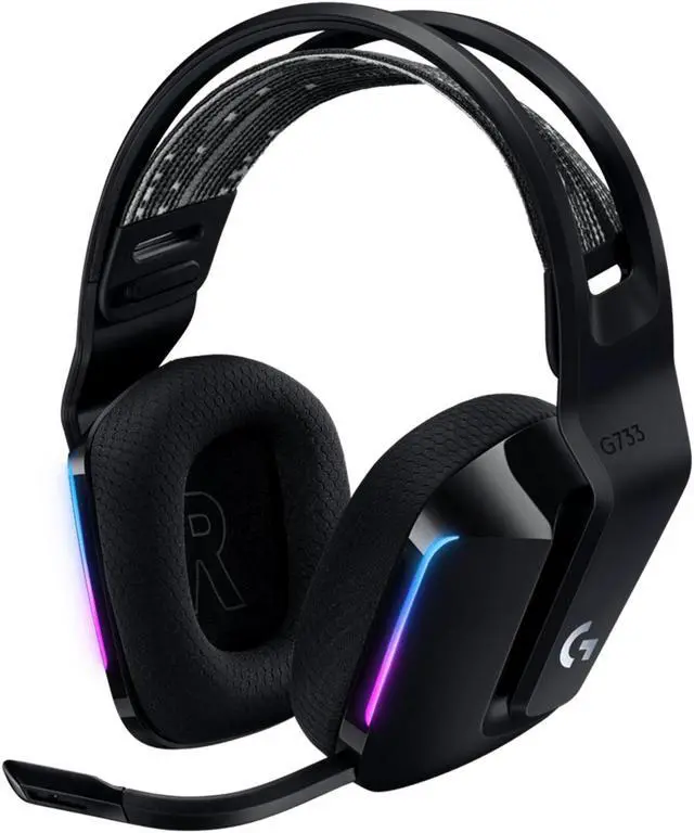 Main image of Logitech G733 Lightweight Wireless Bluetooth Gaming Headset with Microphone, RGB Lighting, Wireless 20 meters,  USB 2.0, for Windows® 10/macOS 10.12/PlayStation® 4/game consoles,  type A, Black