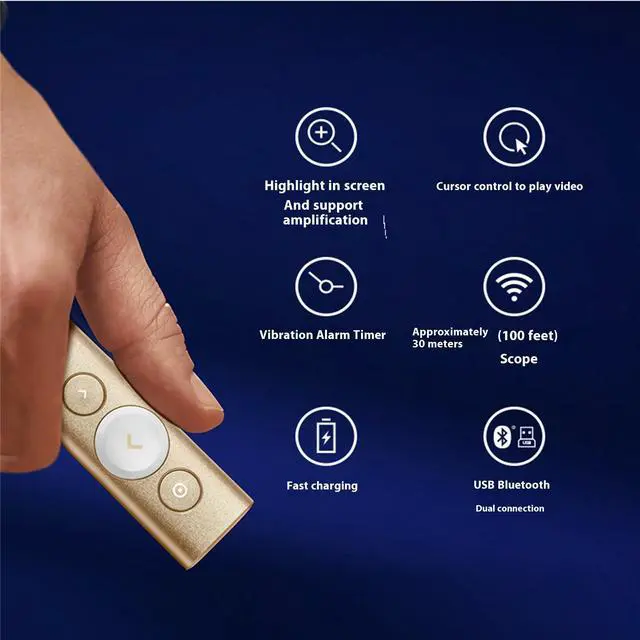 Alt view image 5 of 7 - Logitech Spotlight Premium Wireless Bluetooth Presenter, Digital Pointer,3D Accelerometer and Gyroscope, 30 Meter, LED, for Windows/macOS /ChromeOS/Linux, USB, for Conference Rooms, Classrooms, Gold