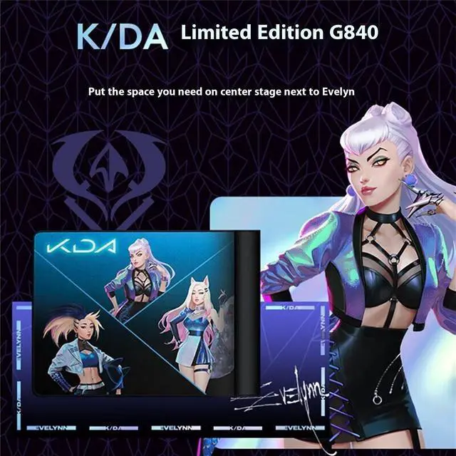 Alt view image 7 of 7 - Logitech G840XL KDA Large Gaming Gaming Mouse Pad, Performance Tracking Surface, Non-Slip Rubber Backing, Low Friction, Black
