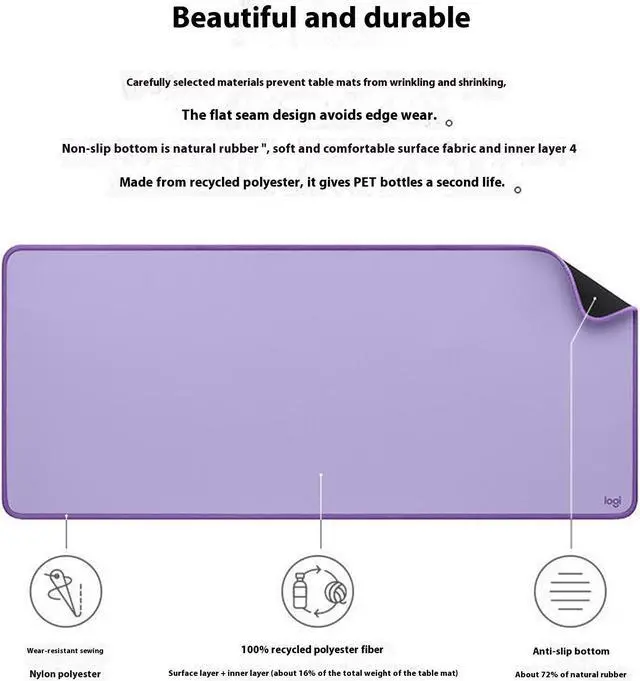 Alt view image 6 of 7 - Logitech Logitech Mouse Pad Anti-slip Mouse Pad, Spill Resistant, Non-Slip Rubber Backing, Low Friction, Black