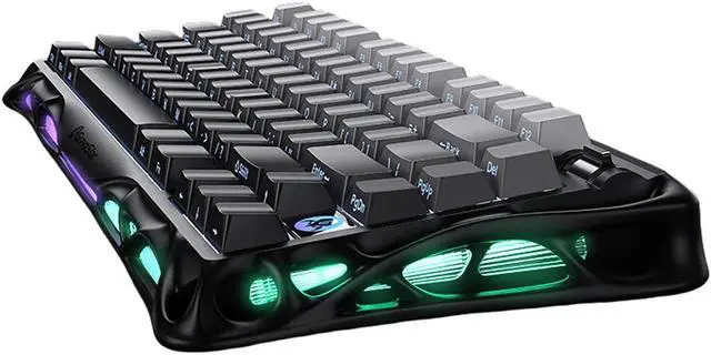 Alt view image 2 of 7 - GravaStar GS K1 Gradient Black Tri-Mode Connected Mechanical Gaming Keyboard, Side Engraving, Bionic Flow, 5-Layer Sound Deadening Padding, Wear Resistant and Non-Slip, RGB Backlit Keyboard, Black