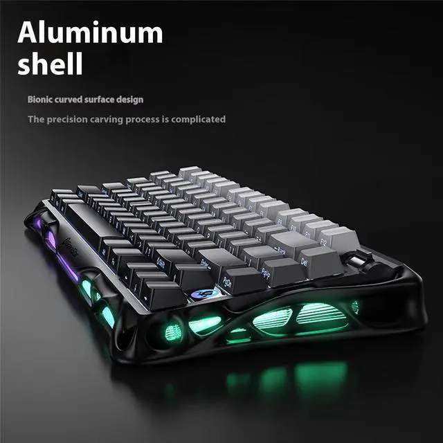 Alt view image 4 of 7 - GravaStar GS K1 Gradient Black Tri-Mode Connected Mechanical Gaming Keyboard, Side Engraving, Bionic Flow, 5-Layer Sound Deadening Padding, Wear Resistant and Non-Slip, RGB Backlit Keyboard, Black