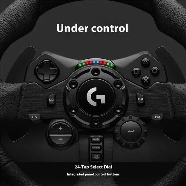 Alt view image 4 of 7 - Logitech G923 Gaming Steering Wheel for PC, Rotates 900 Degrees, Dual Motor Force Feedback Technology, Dual Motors for TRUEFORCE, Thermal Protection, PC Compatible, Black