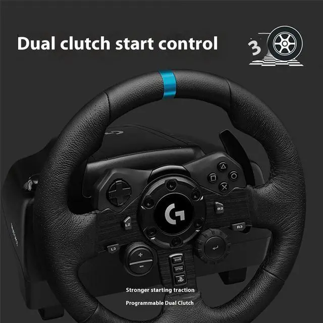 Alt view image 7 of 7 - Logitech G923 Gaming Steering Wheel for PC, Rotates 900 Degrees, Dual Motor Force Feedback Technology, Dual Motors for TRUEFORCE, Thermal Protection, PC Compatible, Black