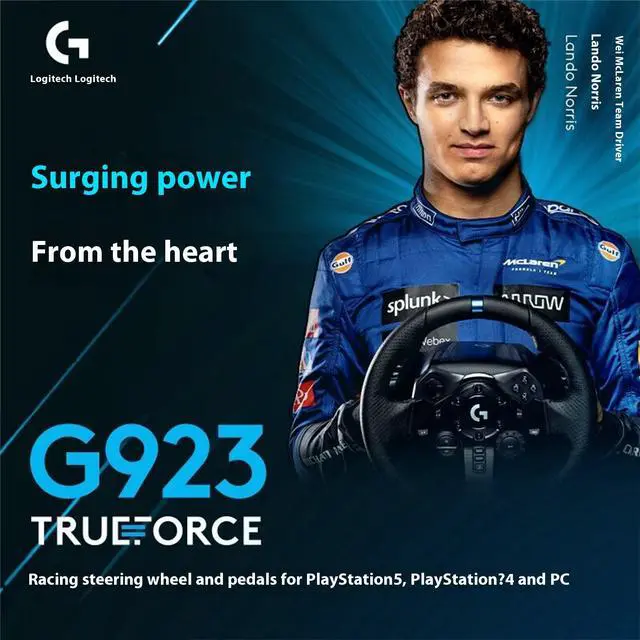 Alt view image 3 of 7 - Logitech G923 Gaming Steering Wheel for PC, Rotates 900 Degrees, Dual Motor Force Feedback Technology, Dual Motors for TRUEFORCE, Thermal Protection, PC Compatible, Black