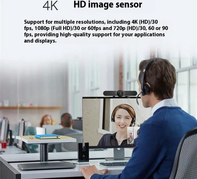 Alt view image 3 of 7 - Logitech CC4000E Mobile Office Videoconferencing Camera,Large Meeting Room Equipment, Bluetooth Wireless,1080p 30fps, webcam, Tilt, and Zoom, IR Remote Control or Control via Console, Black