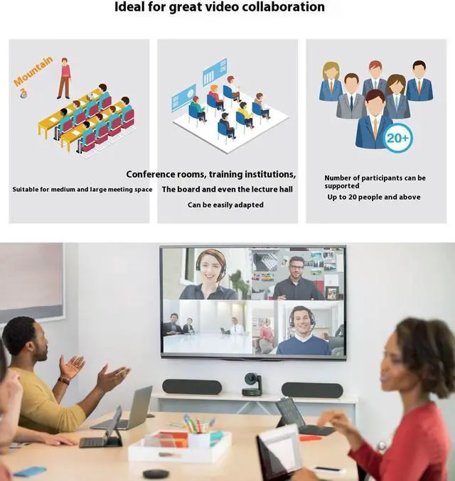 Alt view image 6 of 7 - Logitech CC4900E Business HD Conference Webcam, Large Meeting Room Equipment, Ultra HD Imaging System , 1080p 30fps, camera, Tilt, and Zoom, IR Remote Control or Control via Console, Black