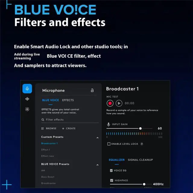 Alt view image 5 of 7 - Logitech G Yeti GX Dynamic RGB Gaming Microphone, Podcast with LIGHTSYNC, Blue VO!CE, G HUB Control, Supercardioid, USB Plug and Play on PC/Mac - Black