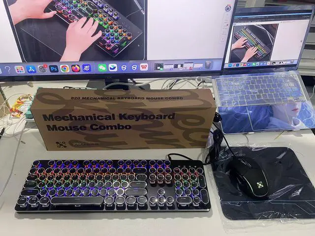 Alt view image 8 of 10 - FANTECH Punk Mechanical Keyboard & mouse & mousepad 3-piece set , for Mac/PC/ PS5 /PS4 /Xbox /One Gamer,1.6m USB Leather Cable,Monochrome Mixed Color,104 Keys,Black