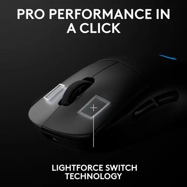 Alt view image 6 of 7 - Logitech GPW 4/ (PRO 2 LIGHTSPEED)   Wireless Gaming Mouse,  GPW4 Generation, 44000dpi, HERO 2, Symmetrical Universal ,  for Windows® 7 or later/macOS 10.11 or later/ChromeOS,  black