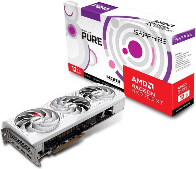Alt view image 6 of 7 - SAPPHIRE Tech PURE  Radeon RX 7700 XT 12GB Gaming Graphics Card,  RDNA 3, PCIe 4.0, 16GB GDDR6, HDMI 4K, DisplayPort 2.1a,  192 bit, 18 Gbps, Digital Power Design, High TG Copper, white