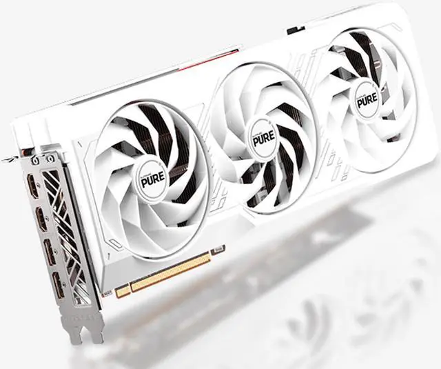 Alt view image 3 of 7 - SAPPHIRE Tech PURE AMD RX 7800 XT 16G D6  OC Gaming Graphics Card,  AMD RDNA 3, 19.5 Gbps, PCIe 4.0, 16GB GDDR6, HDMI 4K, DisplayPort 2.1a, 256 bit, High TG Copper PCB, Digital Power Design, WHITE