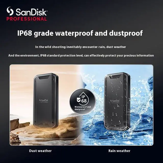 Alt view image 3 of 7 - SanDisk Professional PRO-G40 PSSD, Thunderbolt 3 Compatible USB3.2 Gen2, 3000MB/s High Speed Transmission, IP68 Triple Protection, Waterproof, Dustproof and Drop Resistant, Portable SSD, 1TB