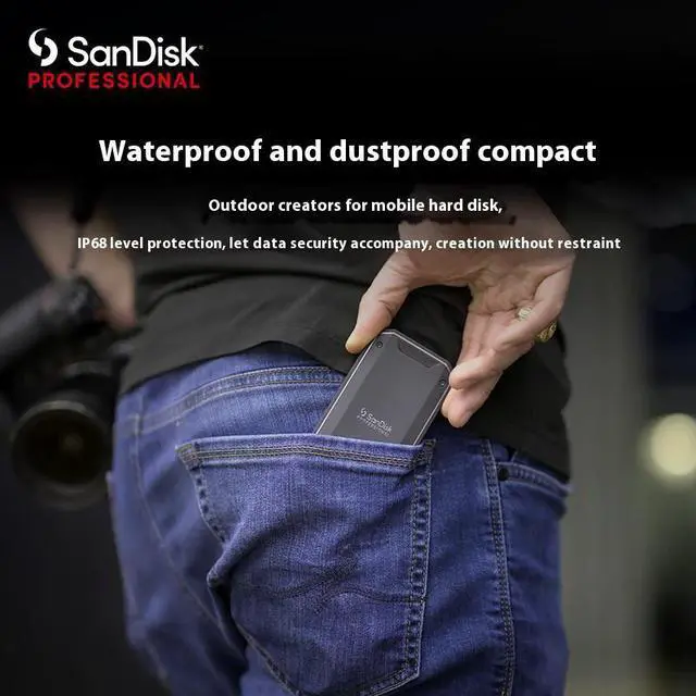 Alt view image 4 of 7 - SanDisk Professional PRO-G40 PSSD, Thunderbolt 3 Compatible USB3.2 Gen2, 3000MB/s High Speed Transmission, IP68 Triple Protection, Waterproof, Dustproof and Drop Resistant, Portable SSD, 1TB