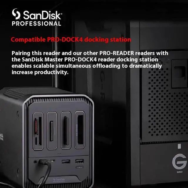 Alt view image 4 of 12 - SanDisk Professional PRO-READER SD and microSD Card Reader, Multi-Slot Compatible with UHS-I SD and microSD Memory Cards/PRO-DOCK 4 Docking Station, USB-C Port, Mac/Win Compatible, Write Protected