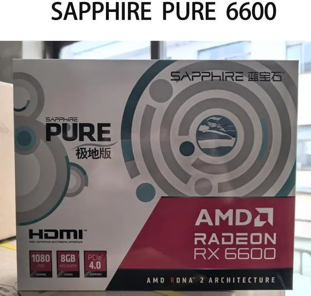 Alt view image 6 of 7 - SAPPHIRE TECH PURE Radeon RX 6600 8G D6 Graphics Card, 2491 MHz , 8GB, 128 bit, GDDR6, 14 Gbps ,RDNA 2 Architecture, PCI-Express 4.0 x8, 1080P, 140W (Board Power), White