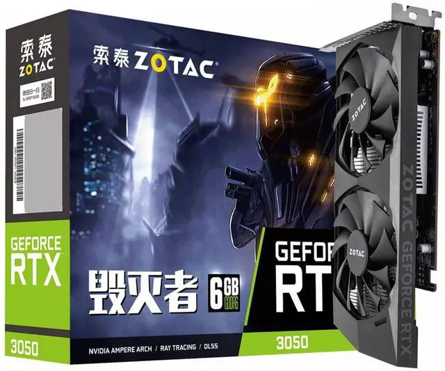 Alt view image 5 of 7 - ZOTAC GeForce RTX 3050-6GB DESTROYER OC HA Graphics Card, Gaming, AI Design, Video Editing, 3D Rendering, 3 x DP, 1 x HDMI, 6GB GDDR6, 92-bit, Express 4.0, 1477MHz