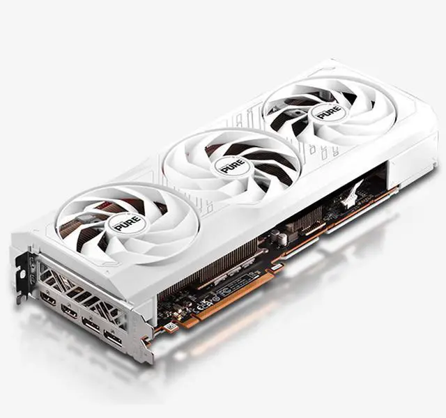 Alt view image 2 of 7 - SAPPHIRE Tech PURE  RX 7800 XT 16G D6 OC Gaming Graphics Card, AMD RDNA 3, 19.5 Gbps, PCIe 4.0, 16GB GDDR6, HDMI 4K, DisplayPort 2.1a, 256 bit, High TG Copper PCB, Digital Power Design, WHITE
