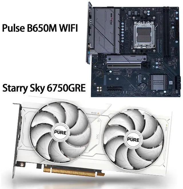Main image of SAPPHIRE Tech GPU+Motherboard Combo,PURE  Radeon RX 6750 GRE graphics card + PULSE B650M WIFI AM5 Motherboard ( WiFi 6),GPU +motherboard 2-piece set