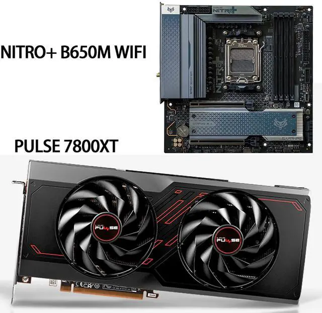 Main image of SAPPHIRE Tech GPU+Motherboard Combo, AMD Radeon RX 7800 XT 16GB Pulse OC graphics card + NiTRO+ B650M WIFI AM5 Motherboard ( WiFi 6),GPU +motherboard 2-piece set