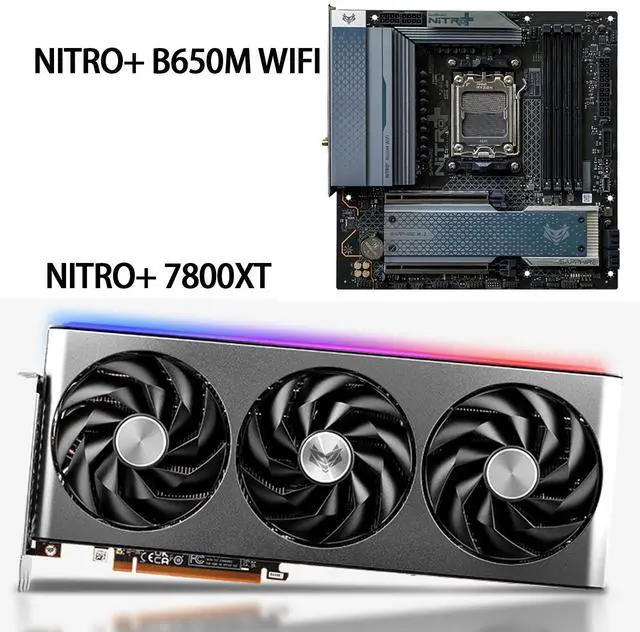 Main image of SAPPHIRE Tech GPU+Motherboard Combo, AMD Radeon RX 7800 XT 16GB NITRO+ OC  graphics card + NiTRO+ B650M WIFI AM5 Motherboard ( WiFi 6),GPU +motherboard 2-piece set