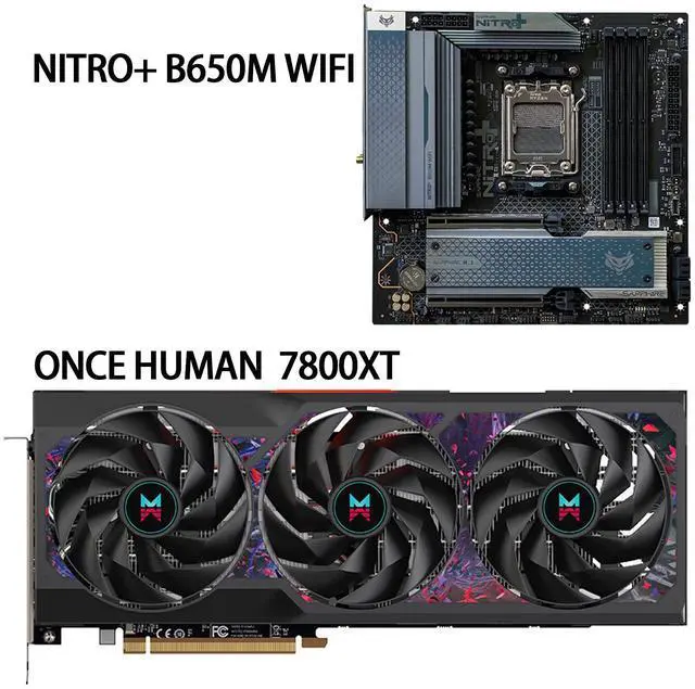 Main image of SAPPHIRE Tech GPU+Motherboard Combo, A.M.D Radeon RX 7800 XT 16GB ONCE HUMAN Edition  graphics card + NiTRO+ B650M WIFI AM5 Motherboard ( WiFi 6),GPU +motherboard 2-piece set