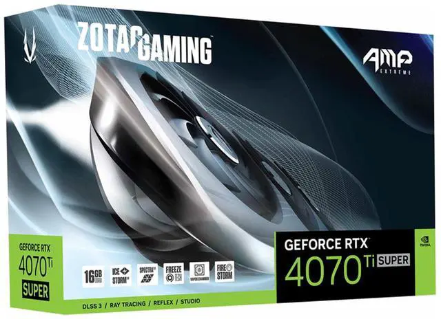 Alt view image 5 of 7 - ZOTAC GeForce 4070Ti SUPER-16GB AMP EXTREME Graphics Card, Gaming Gaming, AI Design,Video Editing, 3D Rendering, 3 x DP, 1 x HDMI, 16GB GDDR6X, 256-bit, Express 4.0 x16,2640MHz,21Gbps