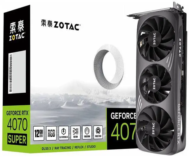 Alt view image 6 of 7 - ZOTAC RTX 4070 SUFER MOONLIGHT SHADOW OC Graphics Card, Gaming, AI Design, Video Editing, 3D Rendering, 3 x DP, 1 x HDMI, 12GB GDDR6, 192-bit, Express 4.0 16x, 2505MHz, 21 Gbps