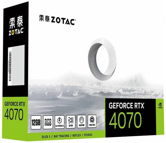Alt view image 5 of 7 - ZOTAC RTX 4070-12GD6 MOONLIGHT SHADOW OC Graphics Card, Gaming, AI Design, Video Editing, 3D Rendering, 3 x DP, 1 x HDMI, 12GB GDDR6, 192-bit, Express 4.0 16x, 2490MHz, 20 Gbps