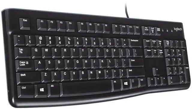 Main image of Logitech K120 Wired Keyboard,  Office/ Laptop /Membrane Keyboard, Plug and Play USB ,10 million knocks, Status Indicator, Deep Profile,Splash-proof design, for Windows 10,11 or later,  BLACK