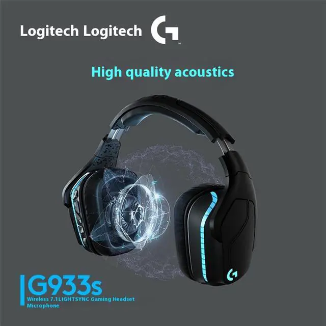 Alt view image 3 of 7 - Logitech G933S Artemis Spectrum  Wireless Gaming Headset, RGB 7.1 Dolby and DTS:X HeadphoneX Surround Sound Gaming Headset - PC, PS4, Xbox One, Switch, and Mobile Compatible - Advanced Audio Black
