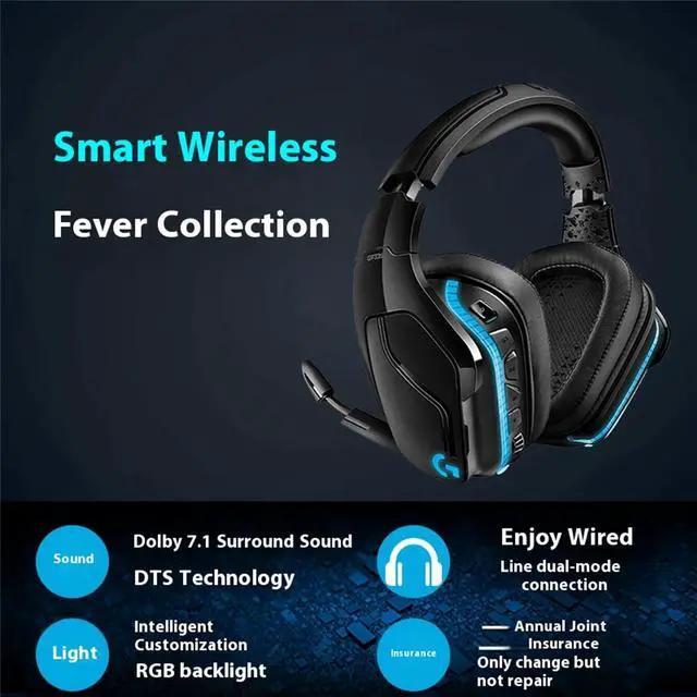 Alt view image 4 of 7 - Logitech G933S Artemis Spectrum  Wireless Gaming Headset, RGB 7.1 Dolby and DTS:X HeadphoneX Surround Sound Gaming Headset - PC, PS4, Xbox One, Switch, and Mobile Compatible - Advanced Audio Black