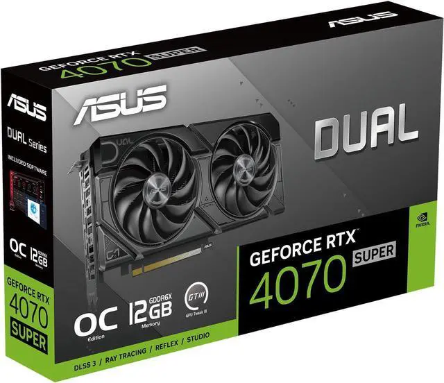 Alt view image 7 of 7 - ASUS Dual GeForce RTX 4070 SUPER EVO OC Edition 12GB GDDR6X (PCIe 4.0, 12GB GDDR6X, DLSS 3, HDMI 2.1a, DisplayPort 1.4a, Axial-tech fan design) DUAL-RTX4070S-O12G-EVO