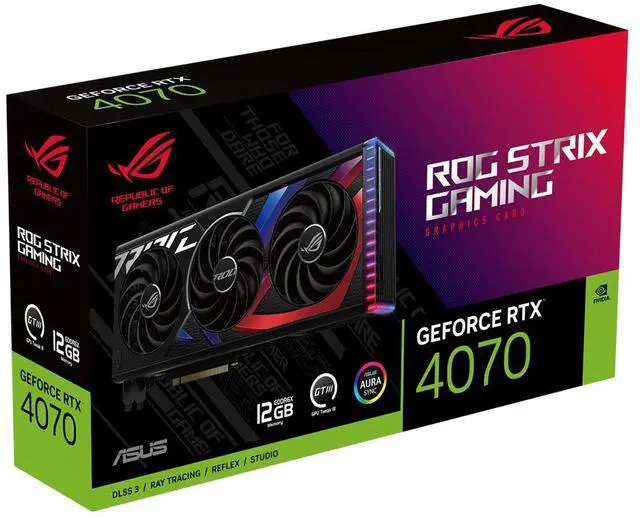 Alt view image 7 of 7 - ASUS ROG Strix GeForce RTX 4070 OC Edition Gaming Graphics Card (PCIe 4.0, 12GB GDDR6X, DLSS 3, HDMI 2.1, DisplayPort 1.4a) ROG-STRIX-RTX4070-O12G-GAMING