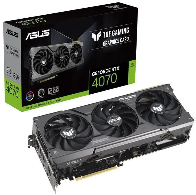 Main image of ASUS TUF Gaming NVIDIA GeForce RTX 4070 OC Edition Gaming Graphics Card (PCIe 4.0, 12GB GDDR6X, HDMI 2.1, DisplayPort 1.4a) TUF-RTX4070-O12G-GAMING