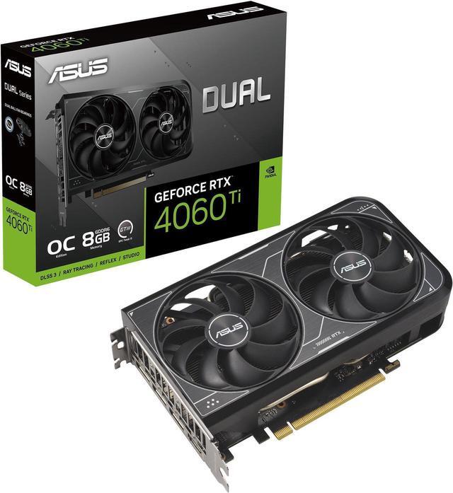 Main image of ASUS Dual GeForce RTX 4060 Ti V2 OC Edition (PCIe 4.0, 8GB GDDR6, DLSS 3, HDMI 2.1a, DisplayPort 1.4a, 2-slot design, Axial-tech fan design, 0dB technology) DUAL-RTX4060TI-O8G-V2