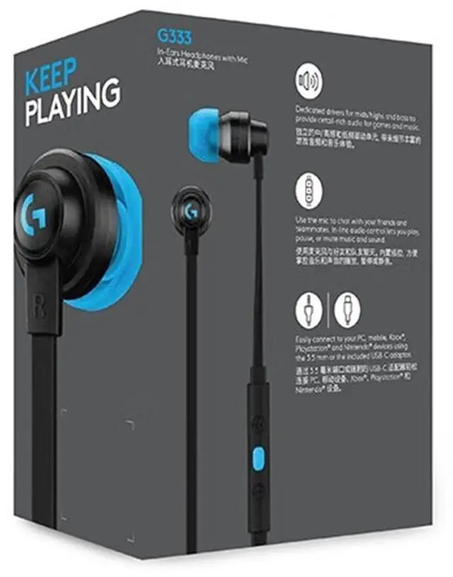 Alt view image 7 of 7 - Logitech G333 Wired VR Earphones for Oculus Quest 2 - Oculus Ready - Custom-length Cable and Straps - Dual Driver Audio Designed for Gaming - Durable Aluminum Housing - Low-Latency 3.5 mm Aux Black